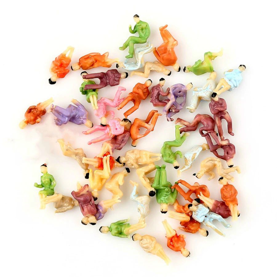 100x Reisende sitzende Figuren 1:160 (Spur N), bemalt