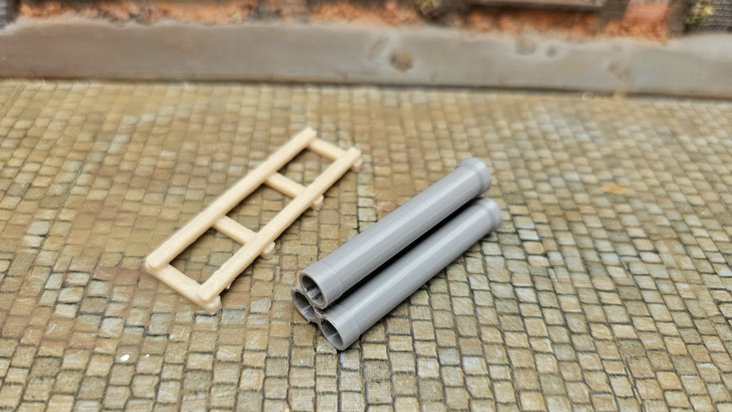 Ladegut Industrierohre + Holzpalette für Waggons, LKW usw.