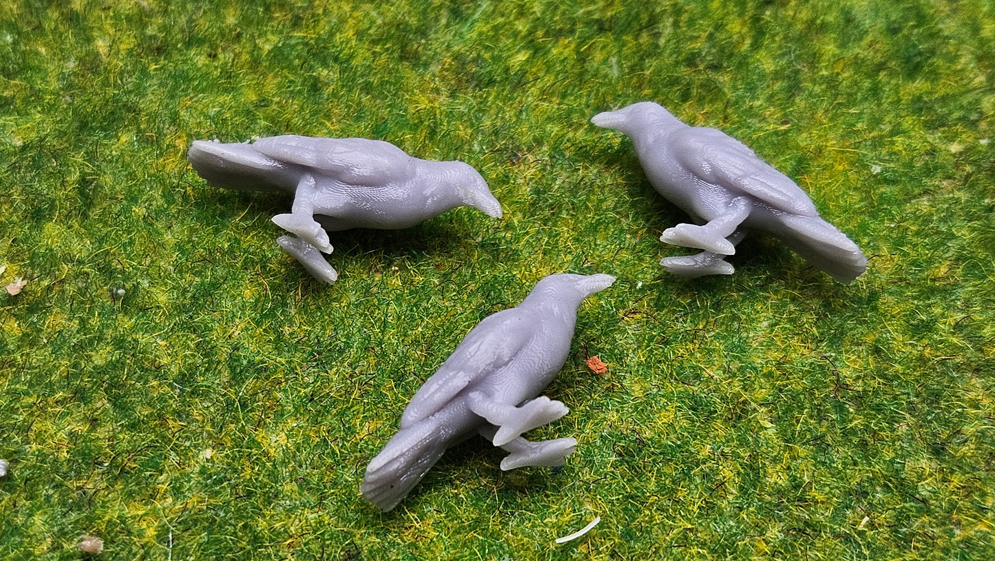 3x Kolkrabe Rabe aus Resin - bemalt oder unbemalt - verschiedene Maßstäbe