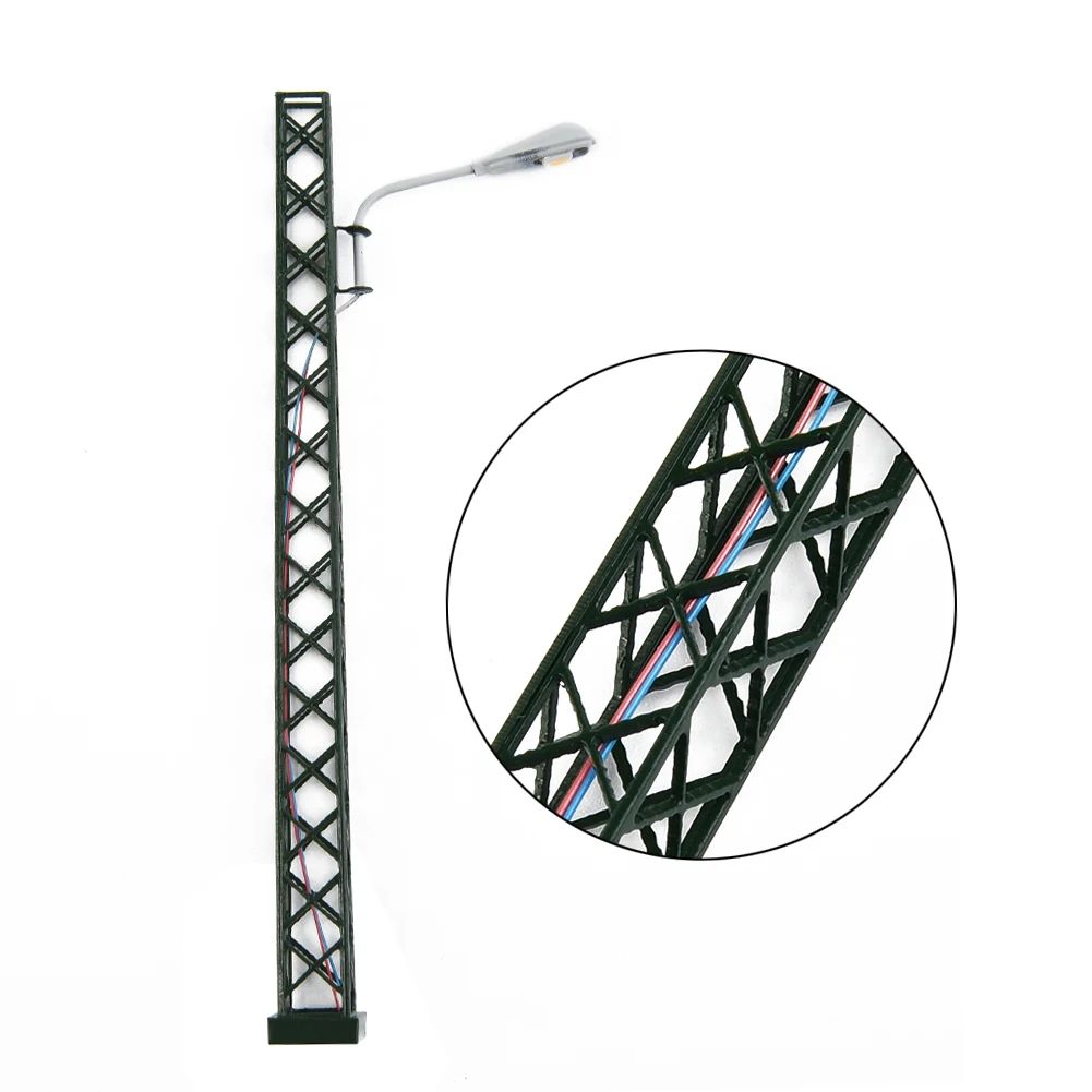 5x Flutlichtstrahler Bahnsteigleuchte H0 TT 10cm mit LED Leuchte am Mast