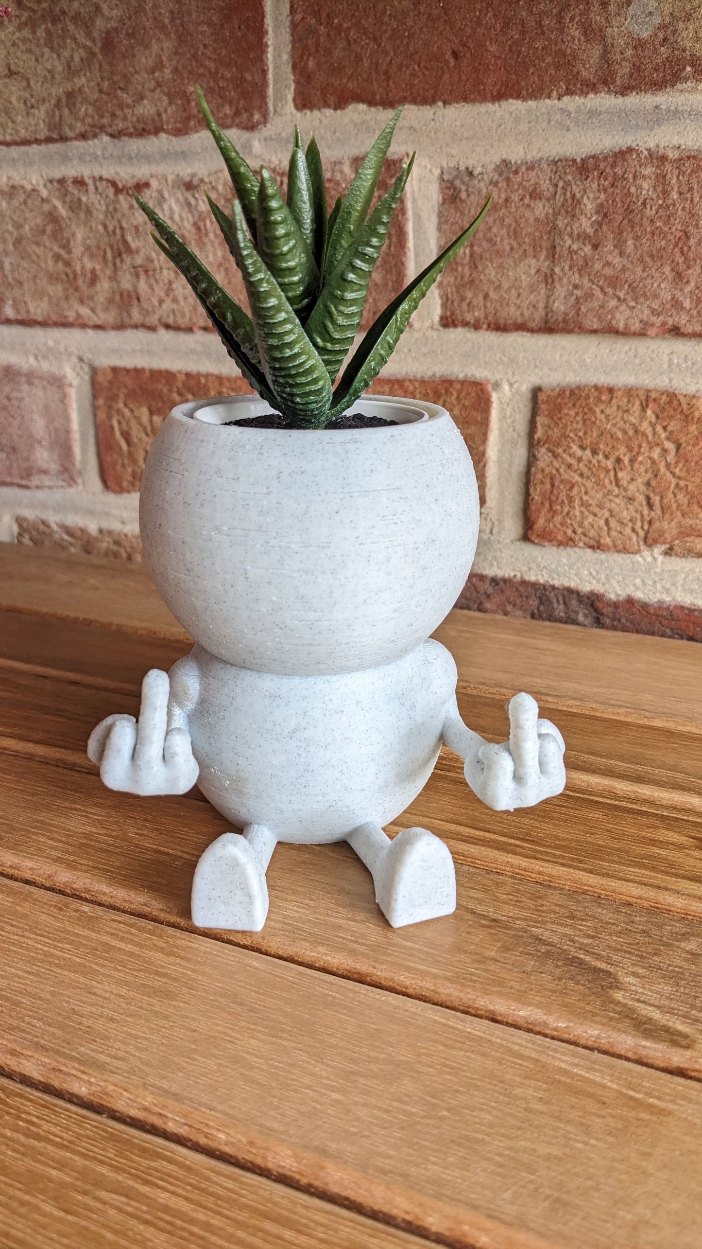 Harry Plant "Hello All" lustiger Blumentopf mit Mittelfingern