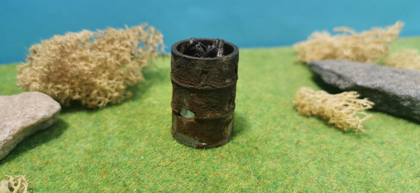 Glühendes Fass / Tonne / Feuertonne mit LED Brandflackern