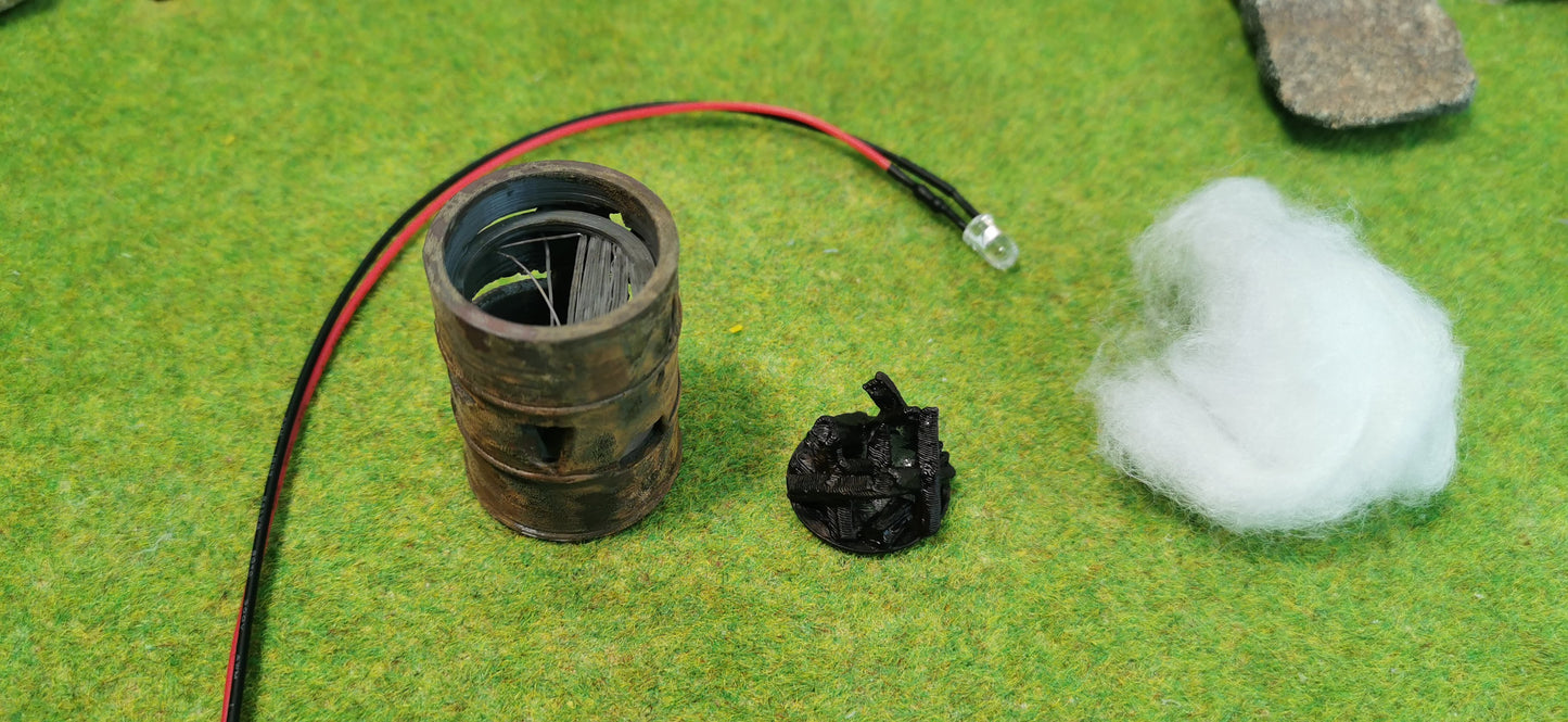 Brennendes Fass XL / Feuertonne mit Flacker-LED (1:22,5)