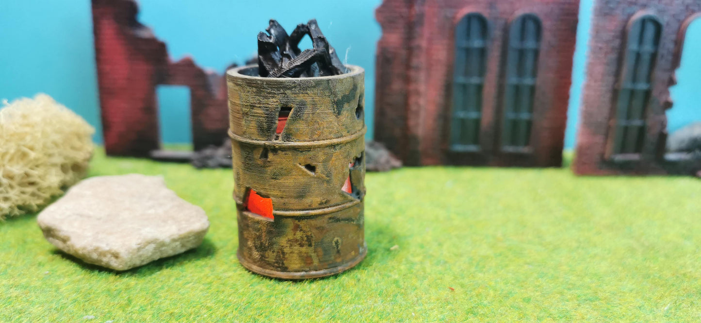 Brennendes Fass XL / Feuertonne mit Flacker-LED (1:18/1:14)