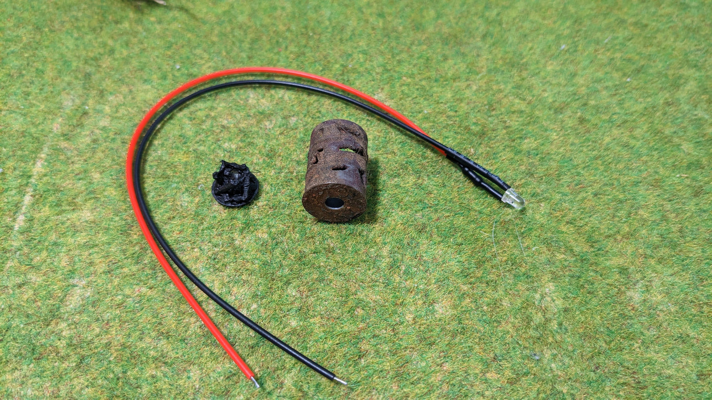 Brennendes Fass / Feuertonne mit Flacker-LED für H0 (1:87)