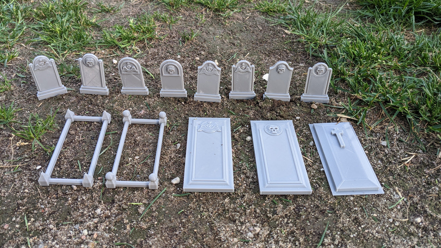 Friedhofs-Set mit Grabsteinen, Kreuzen, Gräbern oder Komplett-Set