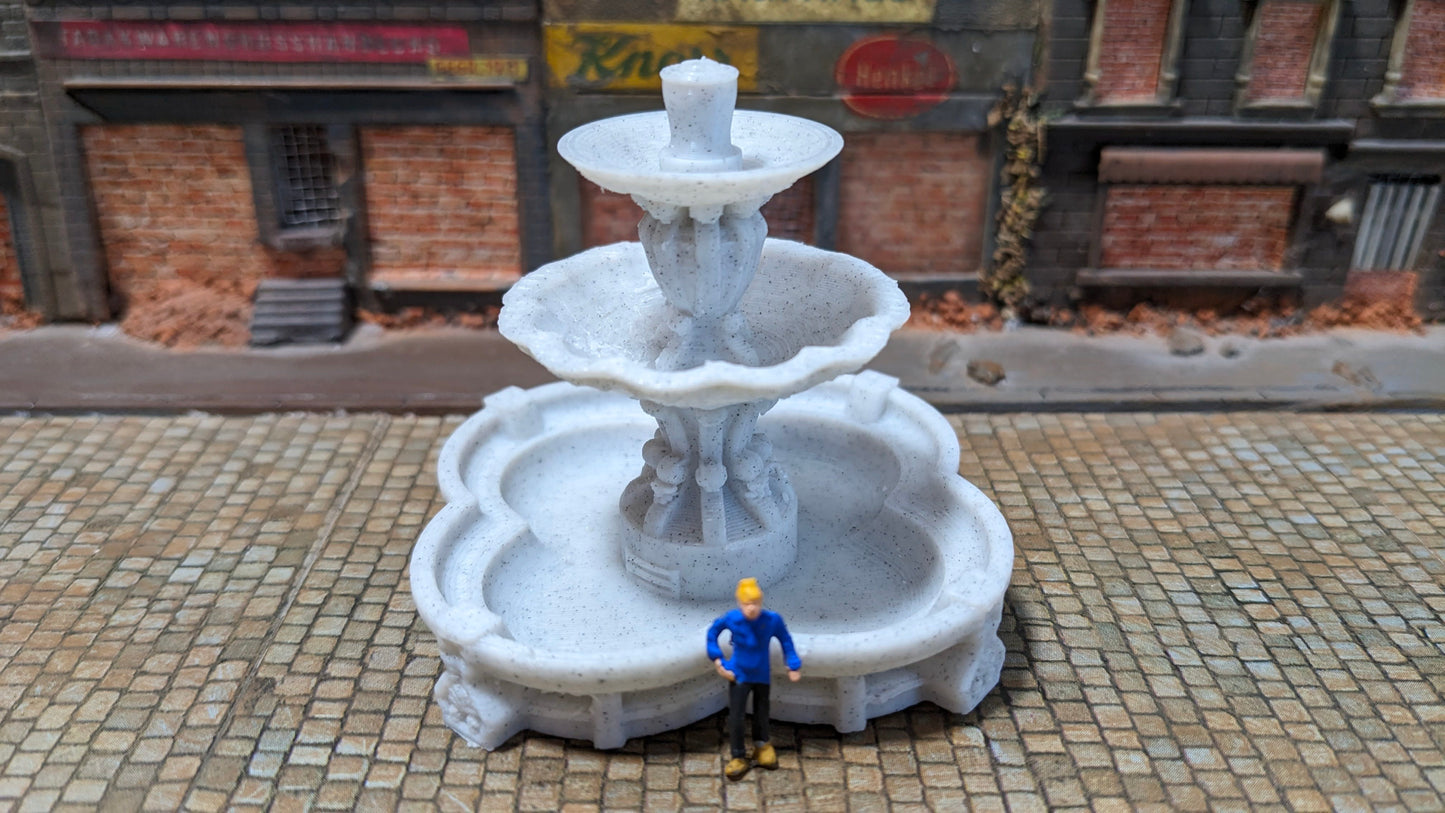 Großer "Marmor Brunnen" Deko für Stadt Diorama - Spur H0 (1:87)