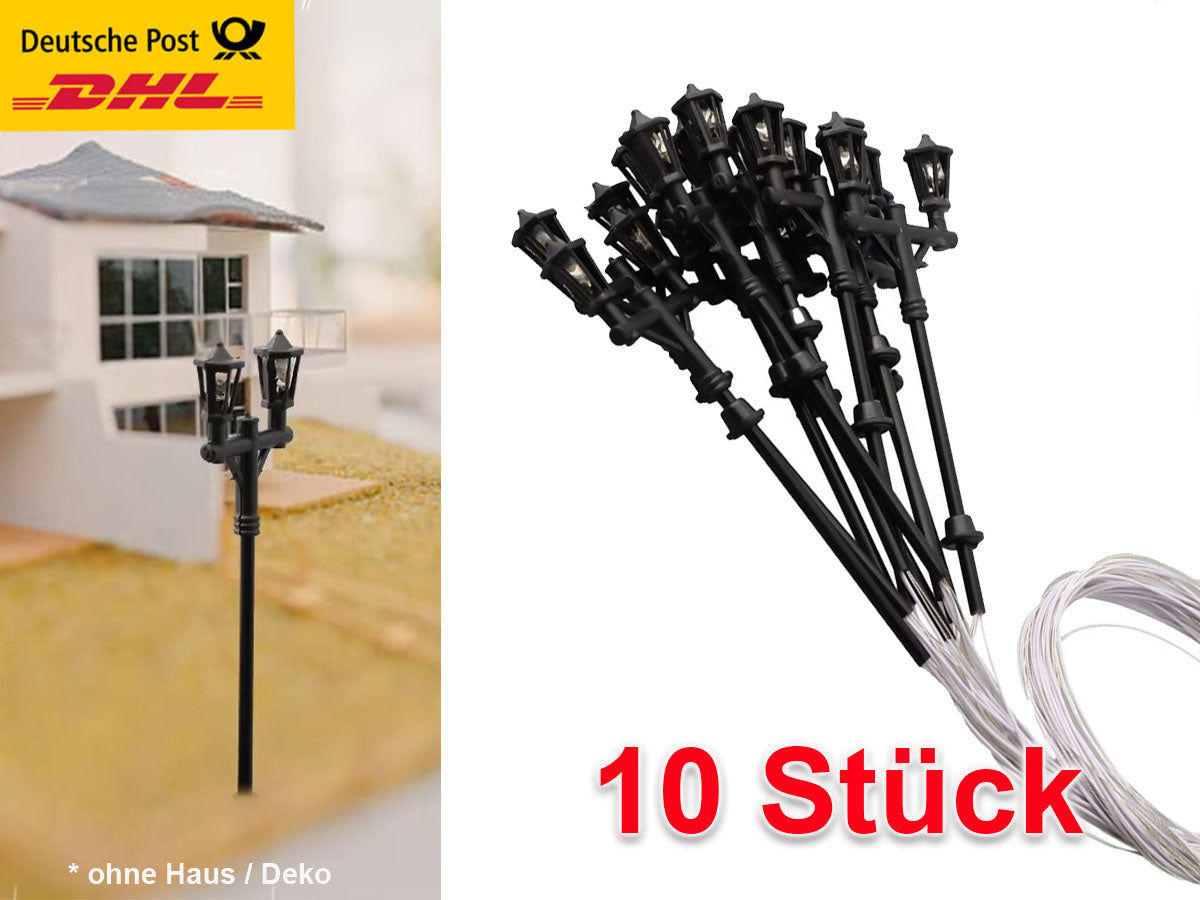 10 Stück Straßenlampen / Doppel Parklampen