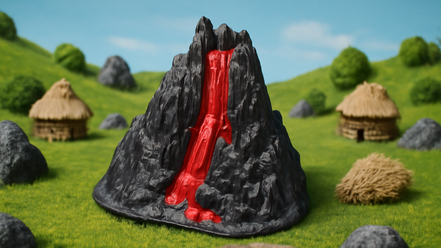 Ausbrechender Vulkan für Spur N & Z - fertig bemalt