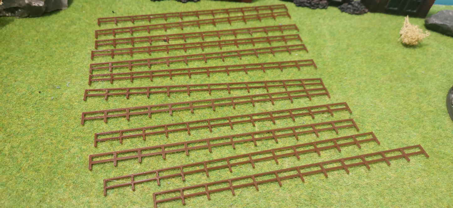 12 Stück "Holz-Zaun" Geländer in Hell oder Dunkel