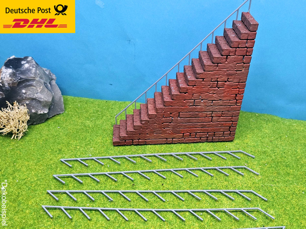 Treppengeländer Geländer Railing Metallzaun (10 Stück) H0 1:87 (30 oder 45 Grad)