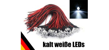 LEDs 3mm kaltweiß (9-12V)...