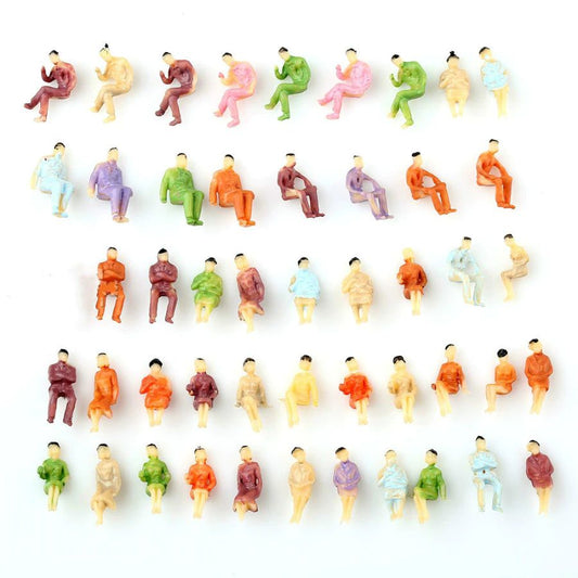 100x Reisende sitzende Figuren 1:160 (Spur N), bemalt