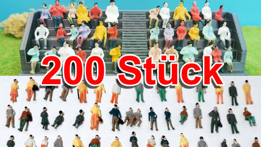 200x Figuren 1:100 Spur TT – stehende & sitzende – fertig bemalt