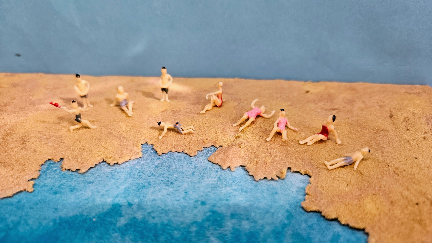 10x Strand Urlaub Sommer Figuren Beach Spur N (1:160) oder H0 (1:87)