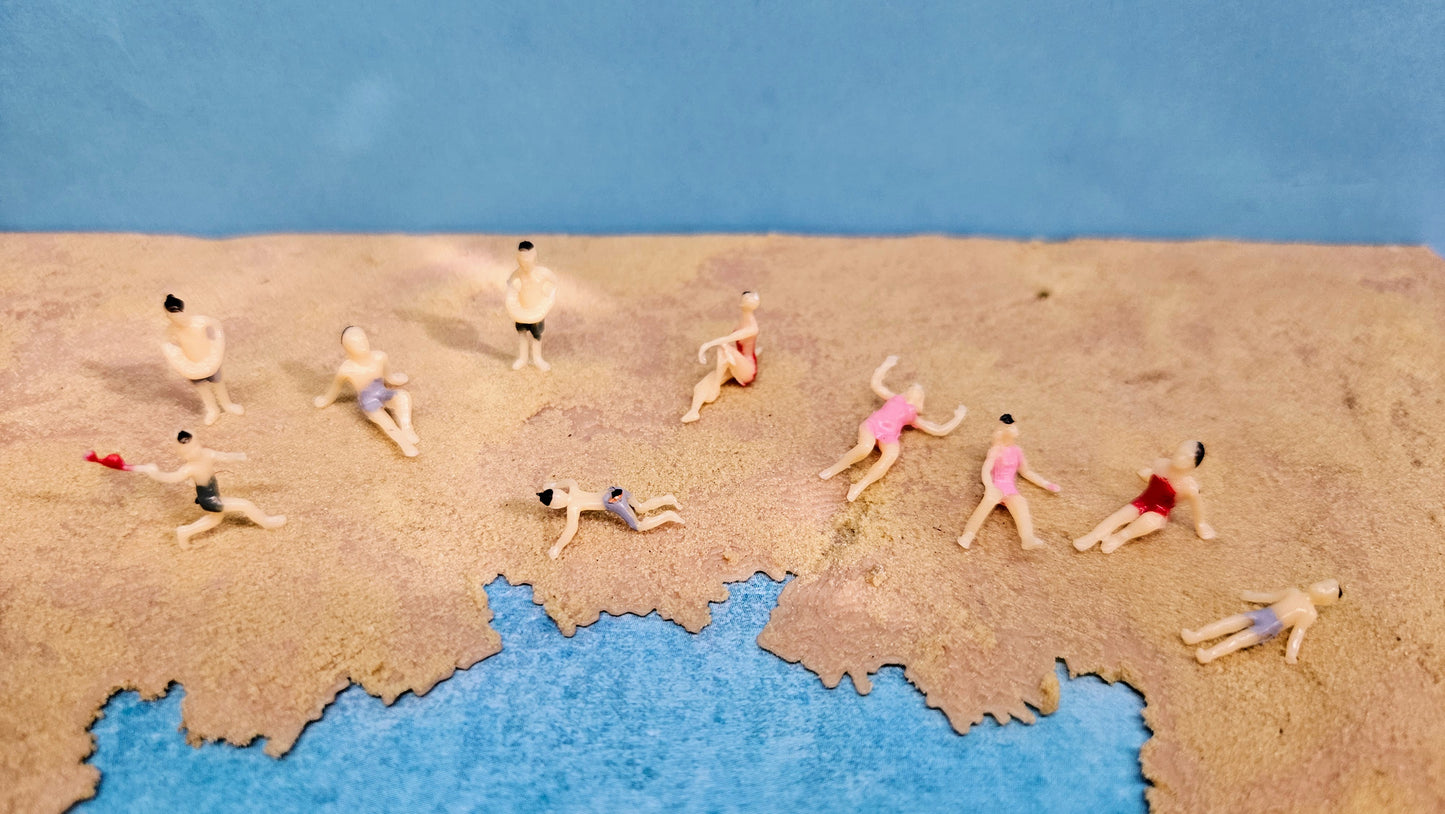 10x Strand Urlaub Sommer Figuren Beach Spur N (1:160) oder H0 (1:87)