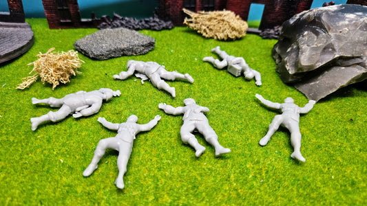 6x Resin Figuren "gefallene Deutsche Soldaten" der Wehrmacht WW2 - unbemalt