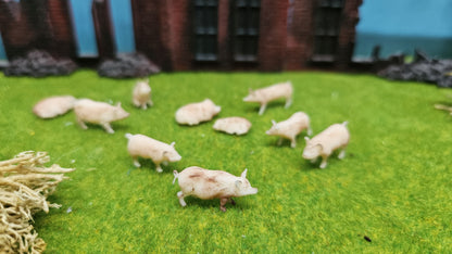 10x Schweine Hausschweine aus Resin 1:87 (H0) - bemalt oder unbemalt