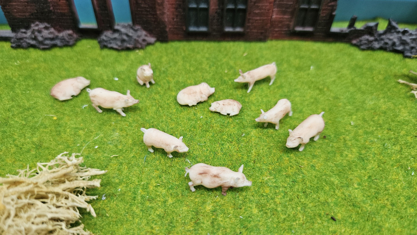 10x Schweine Hausschweine aus Resin 1:87 (H0) - bemalt oder unbemalt