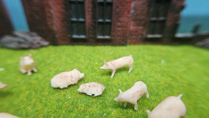 10x Schweine Hausschweine aus Resin 1:87 (H0) - bemalt oder unbemalt