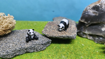 2x Pandas Panda Bären aus Resin 1:87 (H0) - bemalt oder unbemalt
