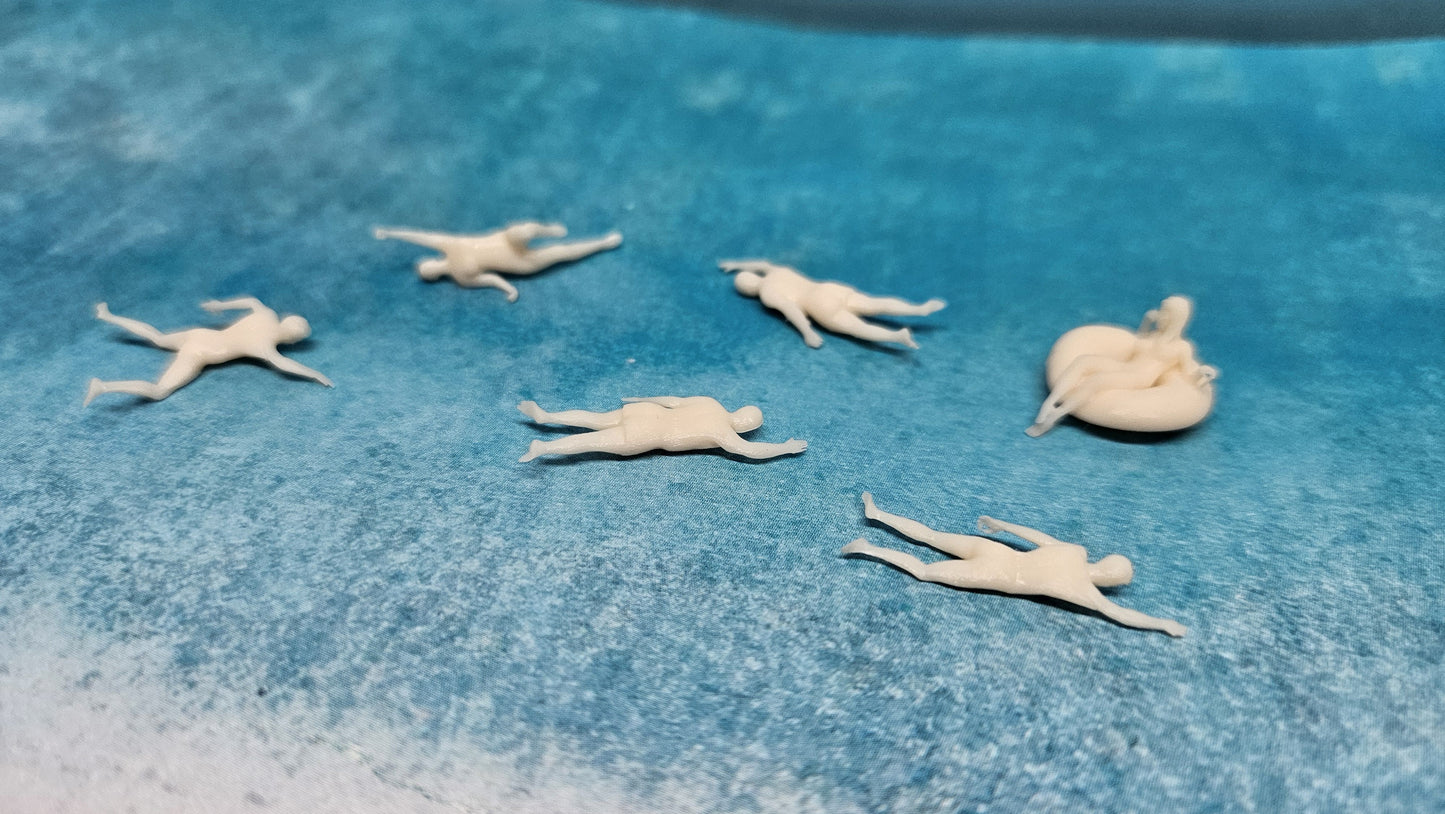 6x Schwimmer Figuren Sommer Strand für Spur H0 (1:87)
