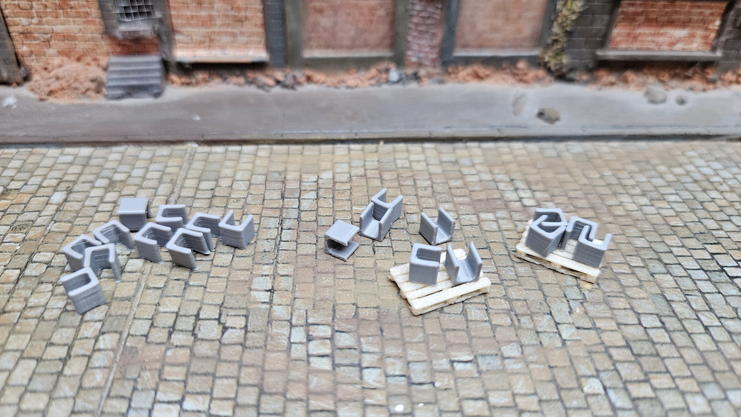 Beton U-Steine auf Europaletten für Baustelle & Ladegut