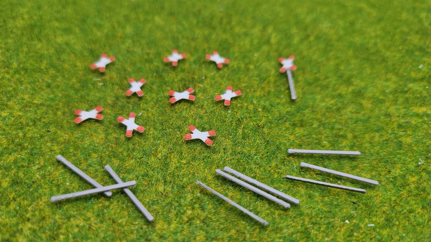 10 Stück Andreaskreuze für Bahnübergang etc.