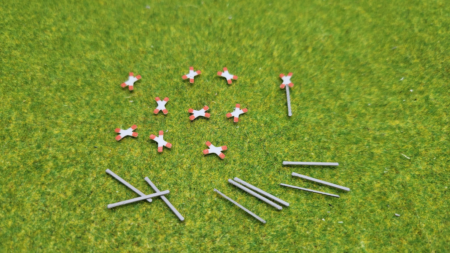 10 Stück Andreaskreuze für Bahnübergang etc.