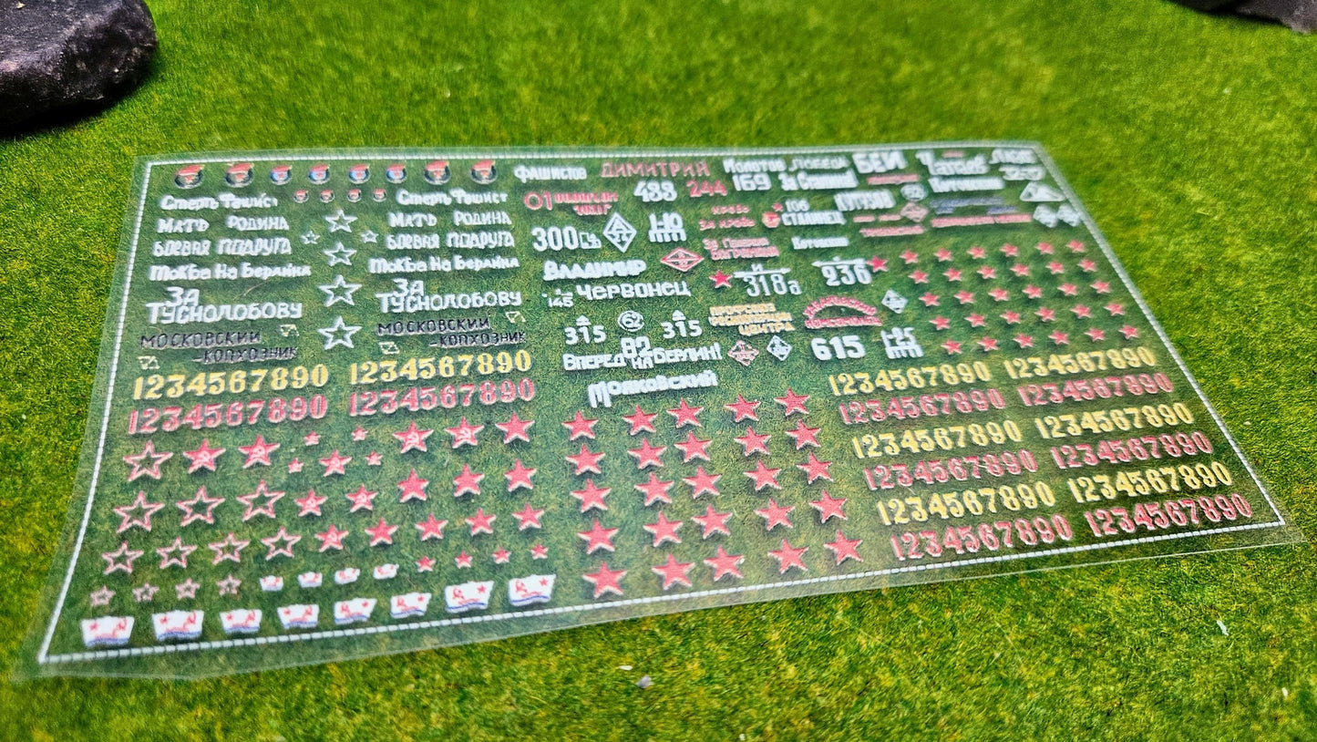 RU WW2 Decals Russland Aufkleber für Panzer Fahrzeuge etc. 1/100 1/87 1/72 1/64