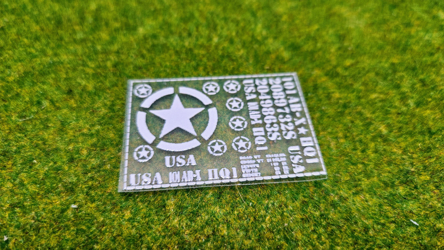 USA Decals Aufkleber "Stars" für Maßstab 1/100 1/87 1/72 1/56 1/48
