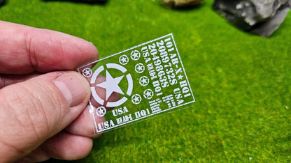 USA Decals Aufkleber "Stars" für Maßstab 1/100 1/87 1/72 1/56 1/48