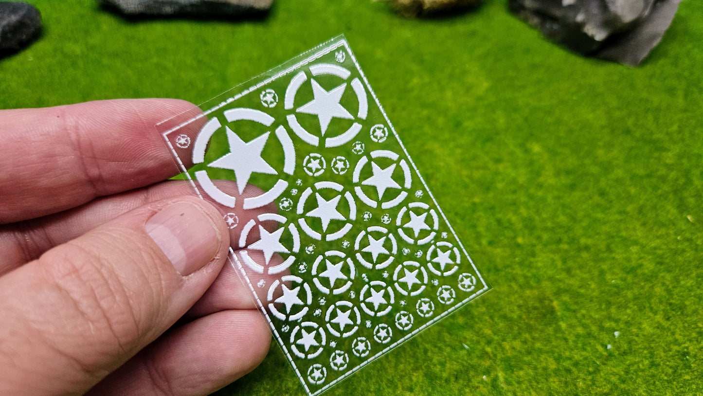 USA Decals Aufkleber "Stars" für Maßstab 1/100 1/87 1/72 1/56 1/48