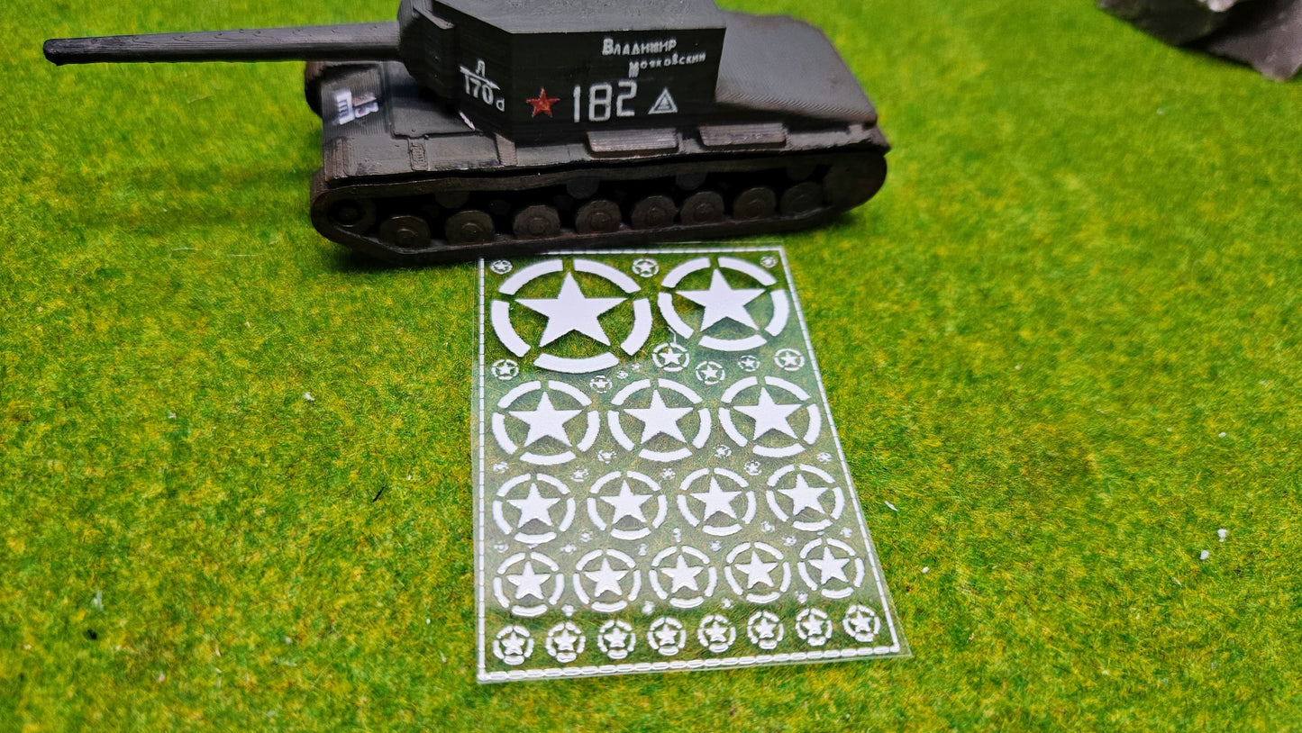 USA Decals Aufkleber "Stars" für Maßstab 1/100 1/87 1/72 1/56 1/48