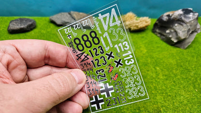 Panzer Decals "Wehrmacht" Nummern für Panzer, Fahrzeuge 1/87 1/72 1/56 1/48 1/35