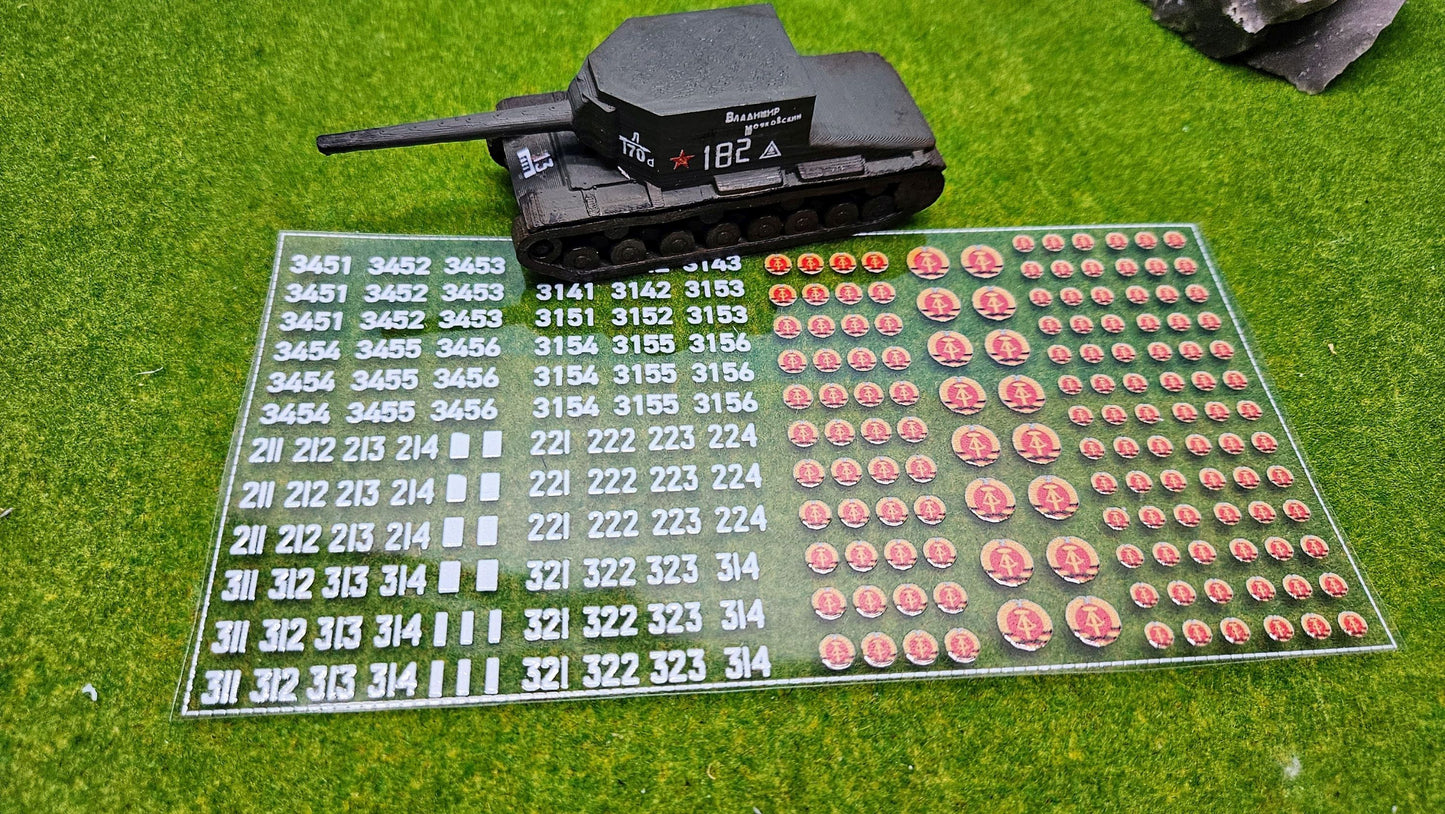 NVA Decals Aufkleber für Panzer Fahrzeuge für Maßstab 1/100 1/87 1/72