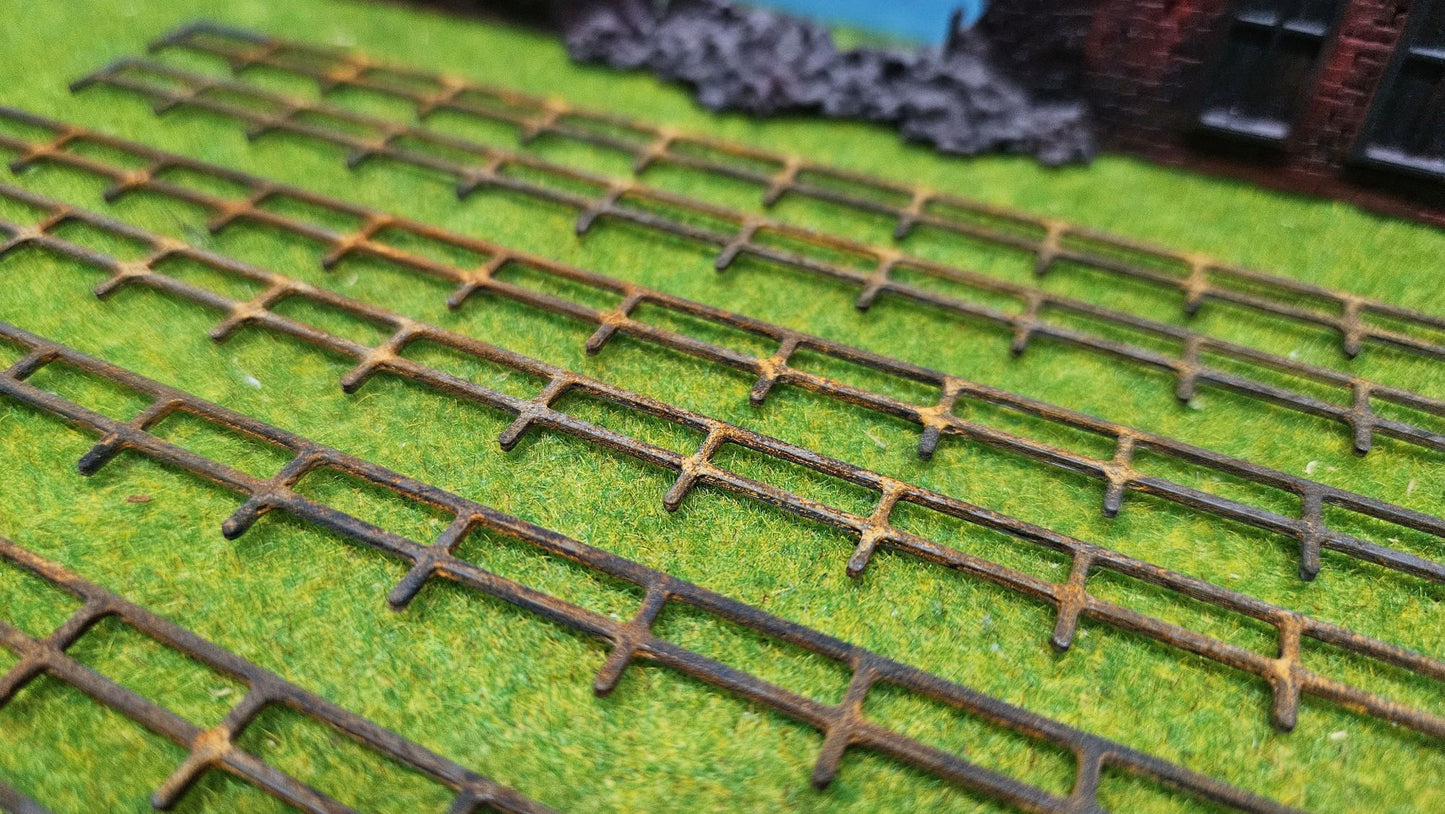 12 Stück "Rostiges Metall Geländer" Zaun im Rost-Look