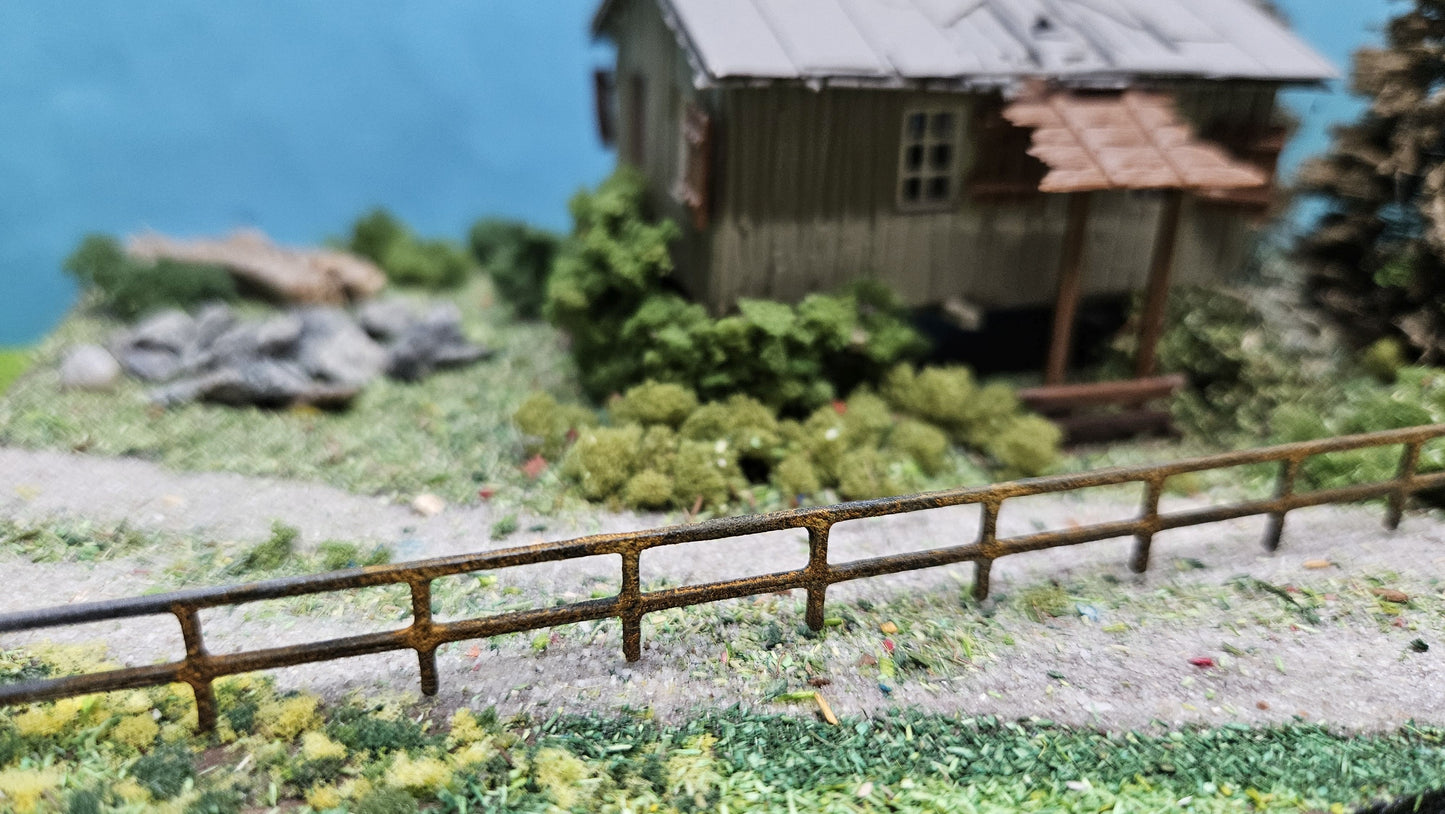 12 Stück "Rostiges Metall Geländer" Zaun im Rost-Look