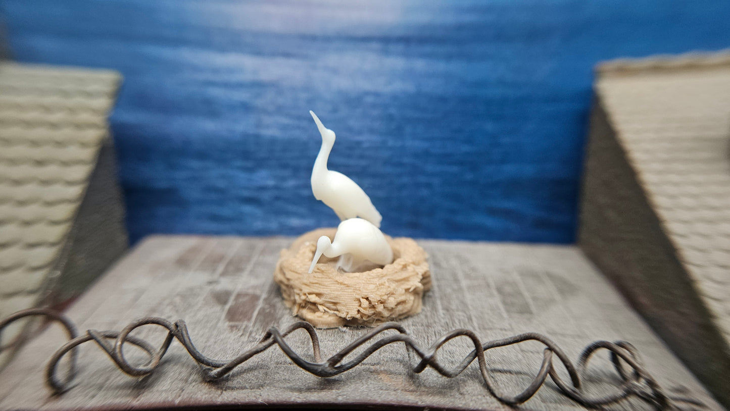 Storchennest mit 2 Störchen aus Resin 1:35 / 1:32 (Spur 1) - bemalt oder unbemalt