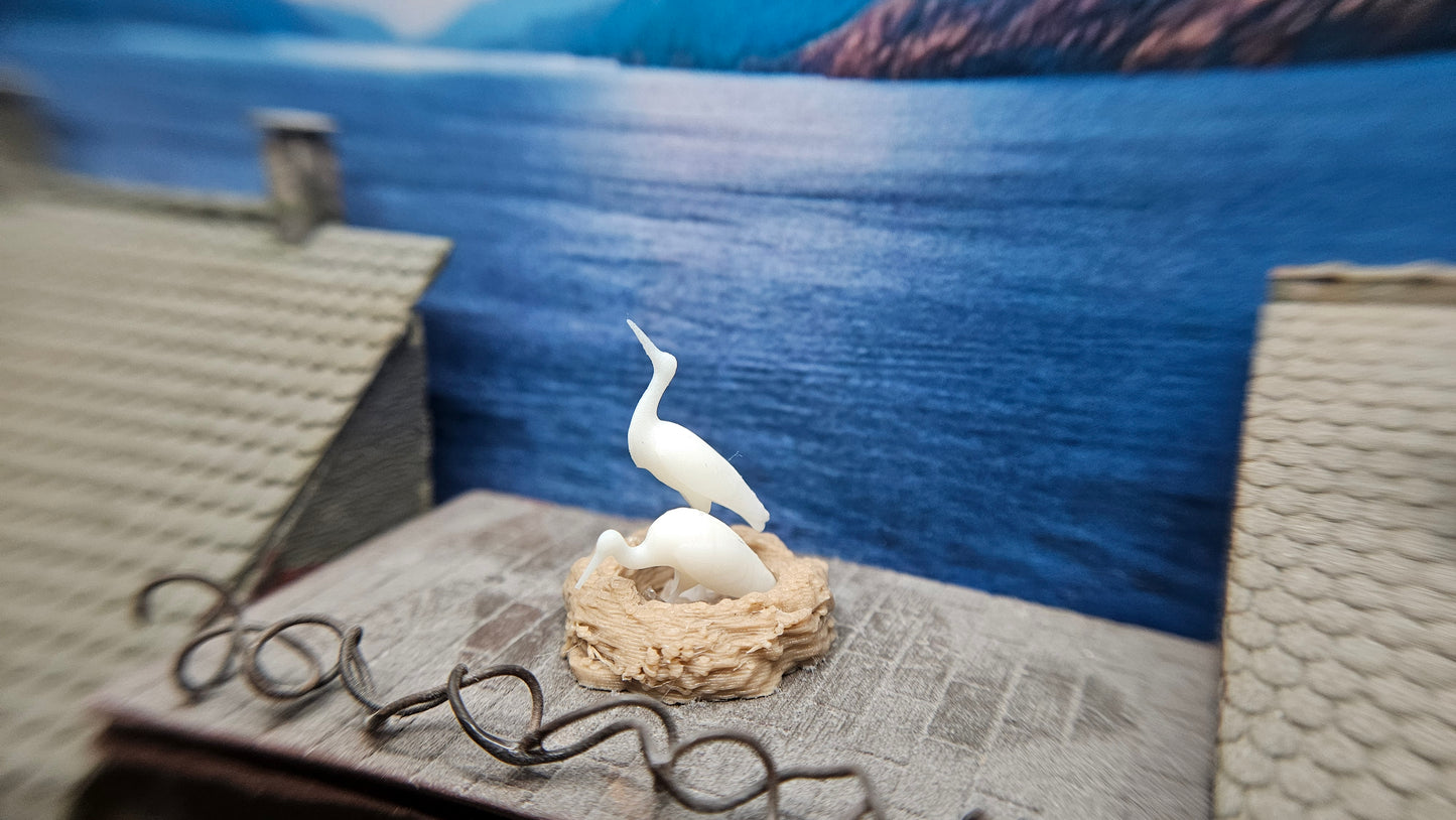 Storchennest mit 2 Störchen aus Resin 1:35 / 1:32 (Spur 1) - bemalt oder unbemalt