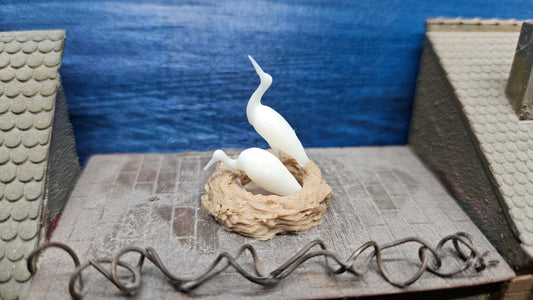 Storchennest mit 2 Störchen aus Resin 1:35 / 1:32 (Spur 1) - bemalt oder unbemalt