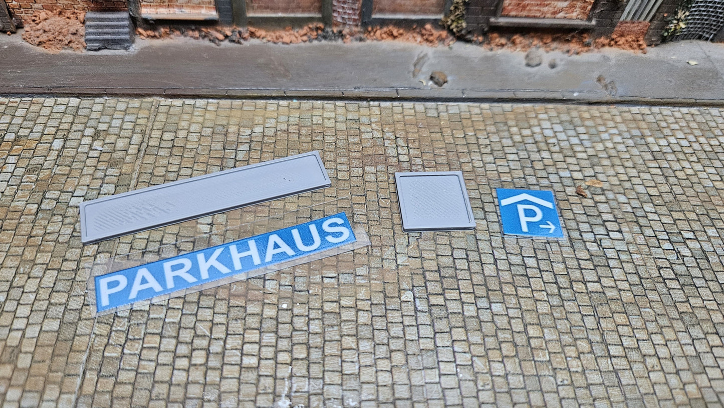 Parkhausschilder für H0 (1:87) - diverse Variante verfügbar