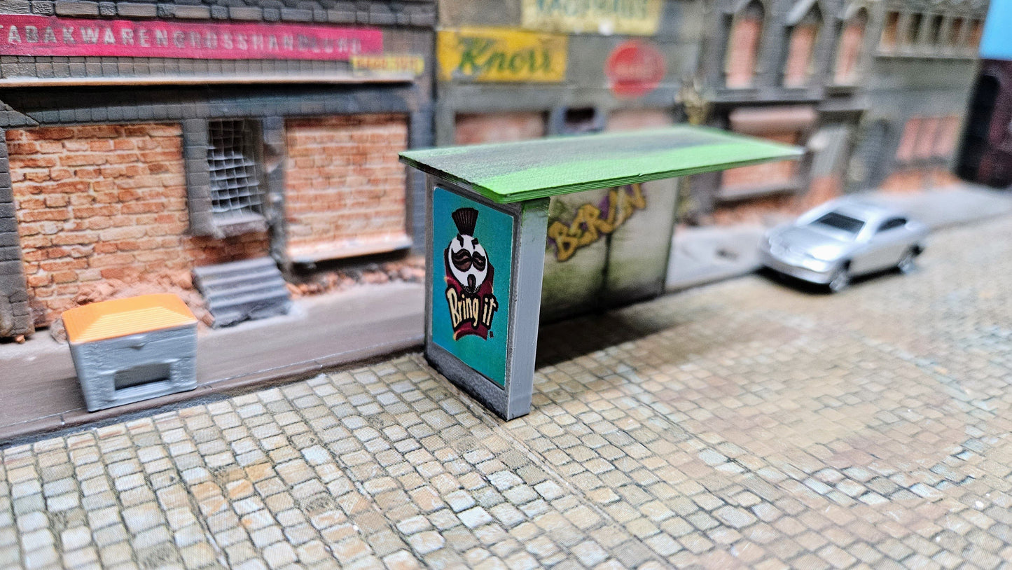 Bushaltestelle als Bausatz oder bemalt (inkl. Graffiti) ggf. LED Beleuchtet