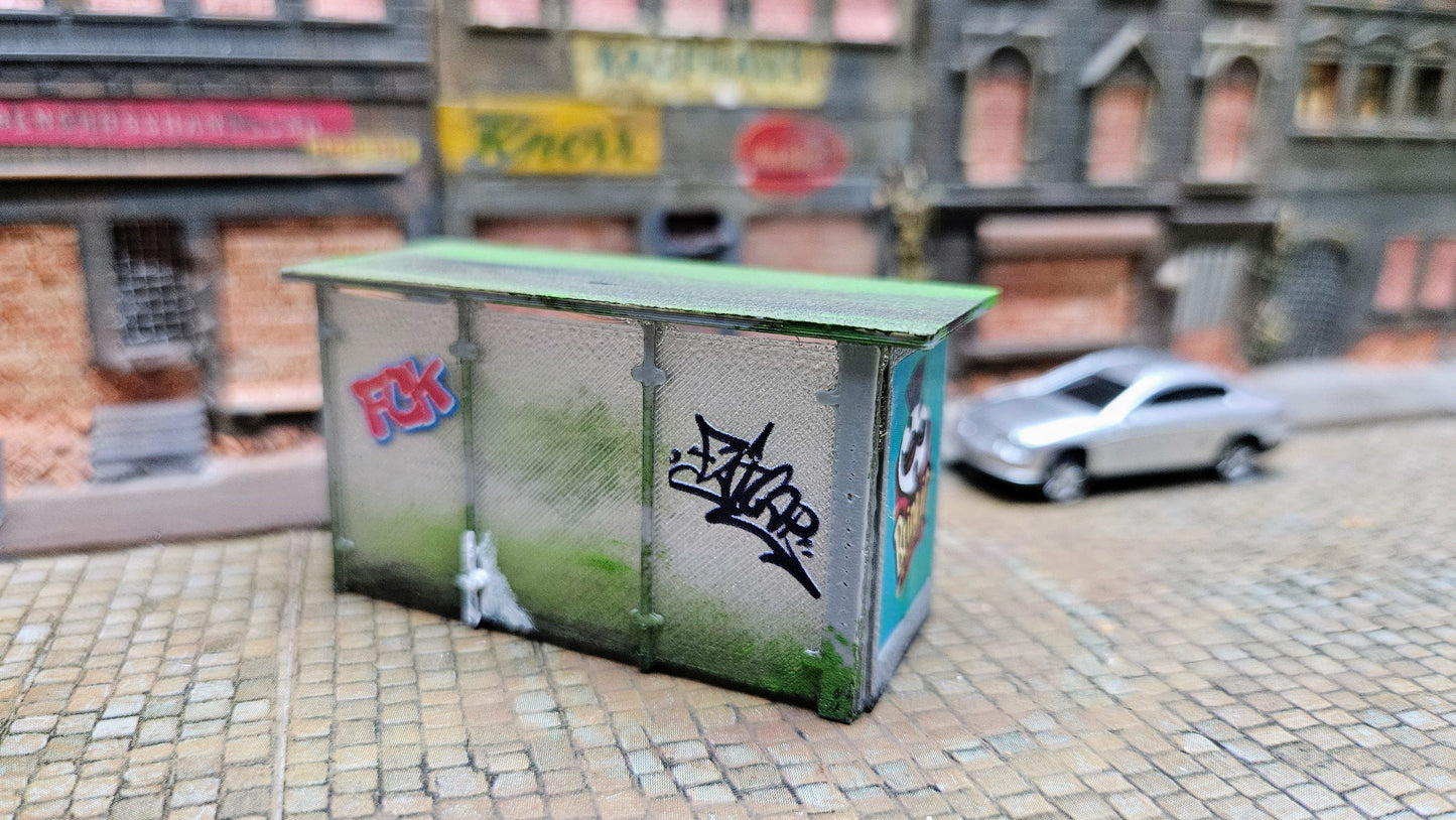 Bushaltestelle als Bausatz oder bemalt (inkl. Graffiti) ggf. LED Beleuchtet
