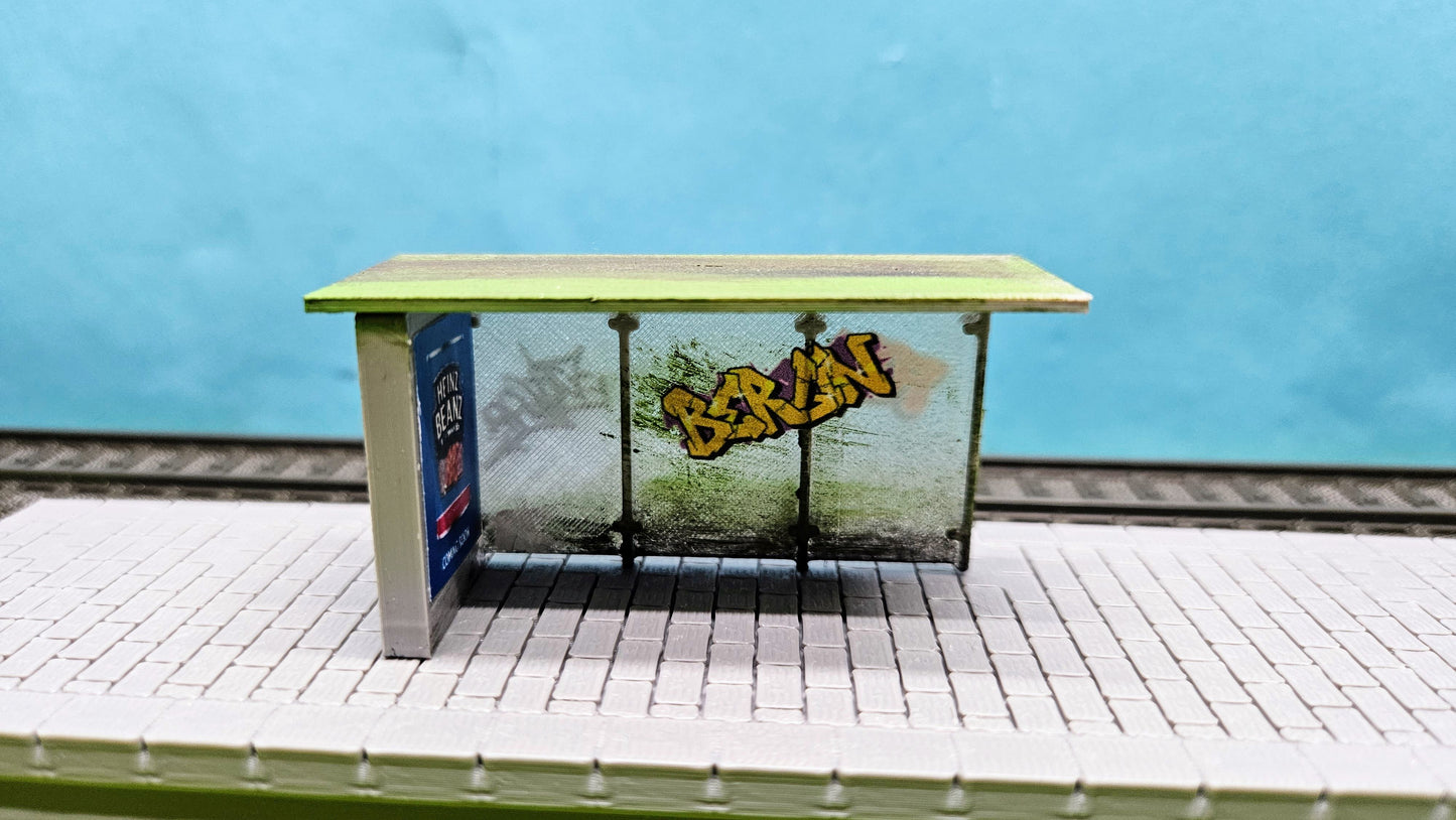 Bushaltestelle als Bausatz oder bemalt (inkl. Graffiti) ggf. LED Beleuchtet