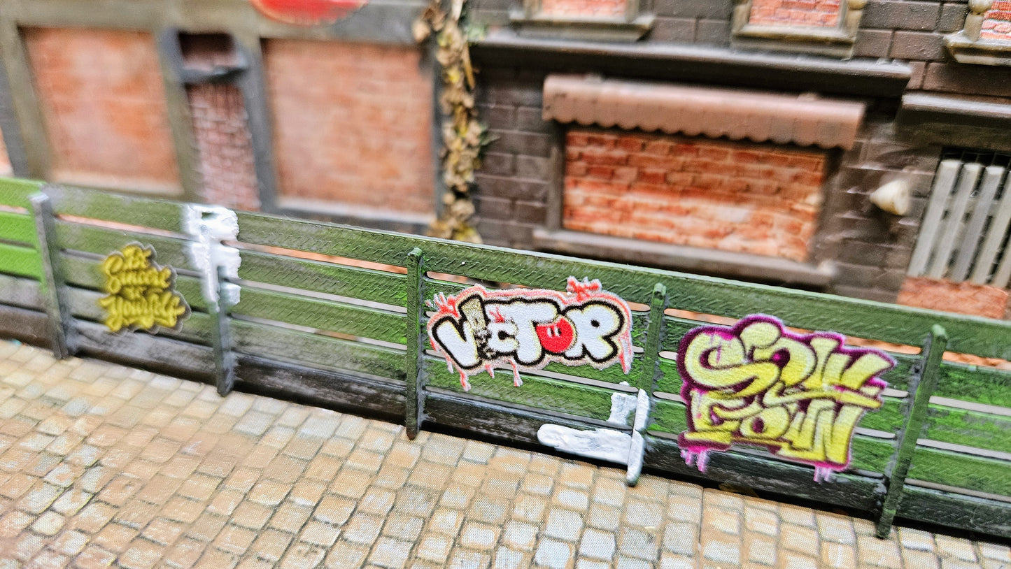 59x Graffiti 2 "Kunstwerke" & Streetart" Aufkleber für Spur H0, N und TT