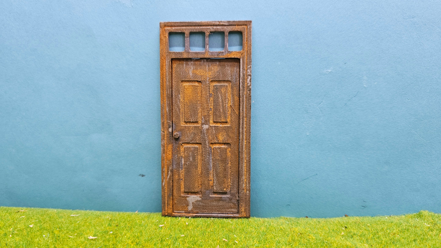 Tür Haustür "Fenster oben" für Haus, Fabrik, Bahnhof etc. - optional Rostlook