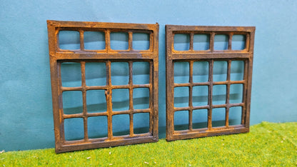 2x Industrie Fenster Set für Häuser, Fabriken usw. - optional rostig