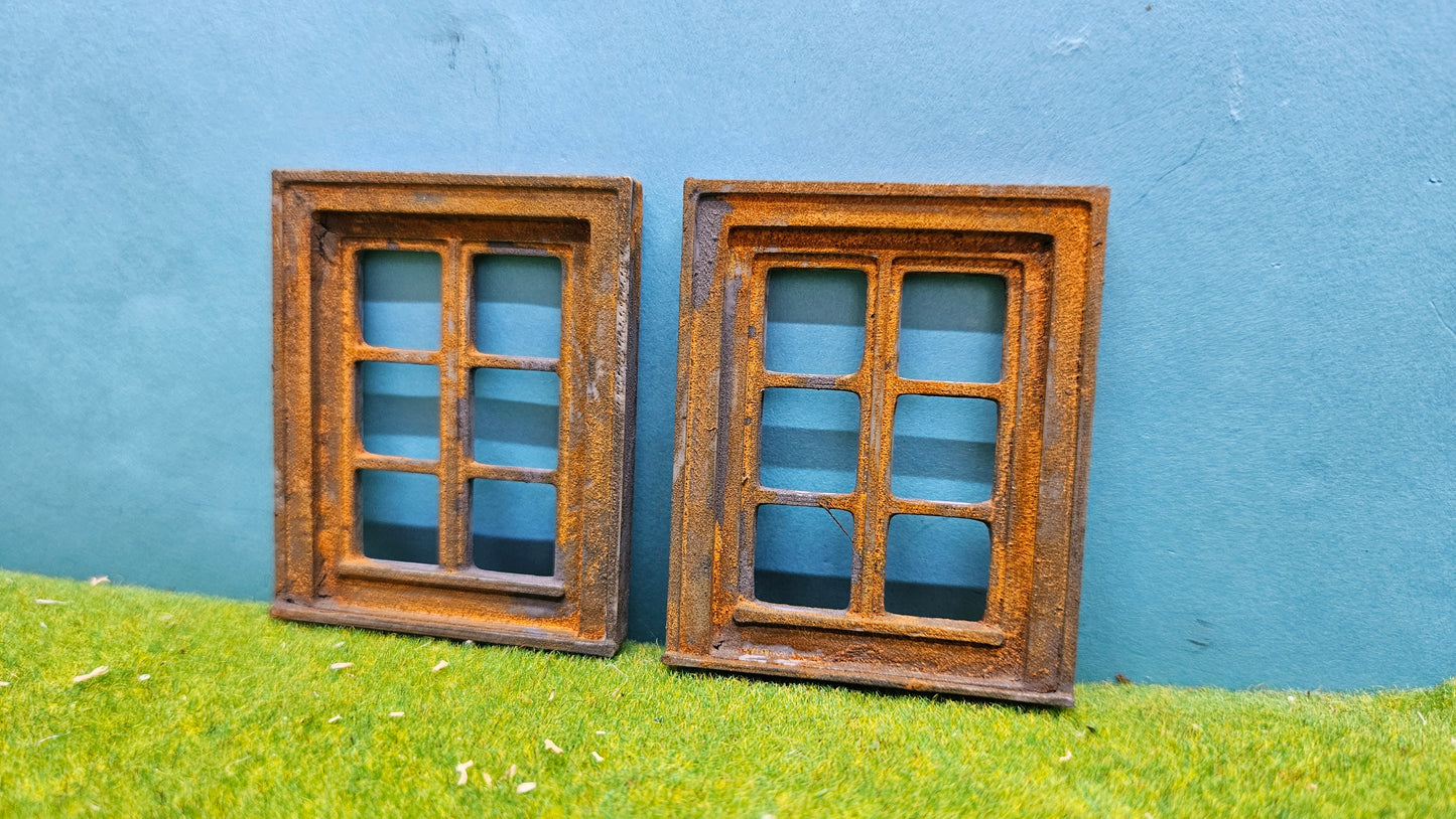 2x Fenster Set für Häuser, Fabriken usw. - optional rostig
