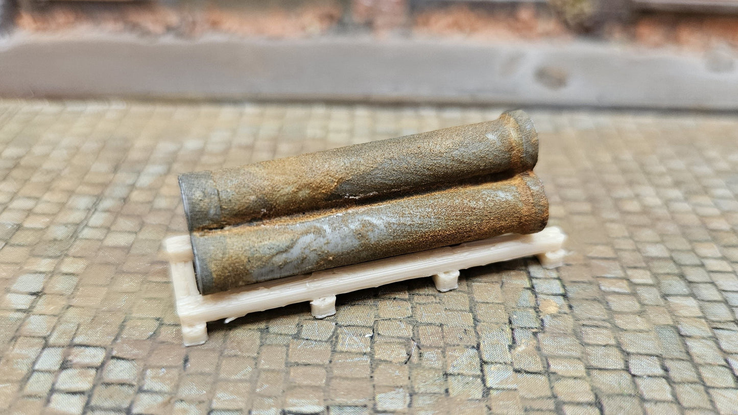 Ladegut Industrierohre + Holzpalette für Waggons, LKW usw.